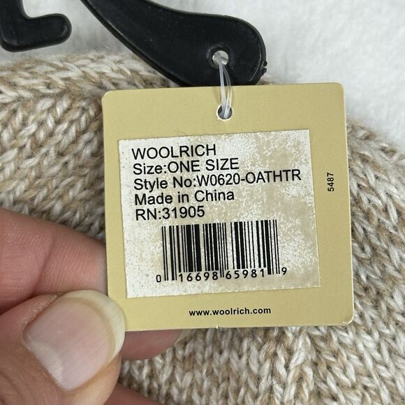Woolrich Beanie Hat Wool Blend Knit Cream Pattern Winter Cap NWT One Size main image 5